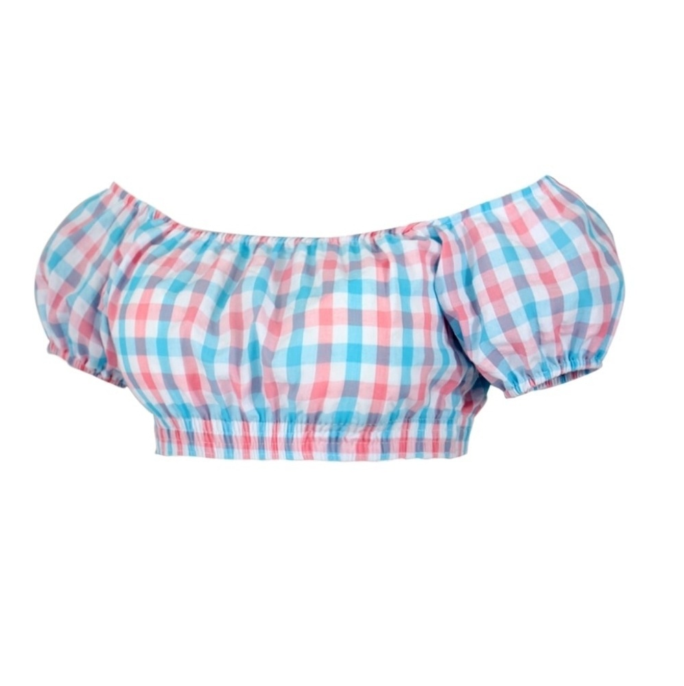 Vivien of Holloway Cropped Pink Blue Gingham Gypsy
